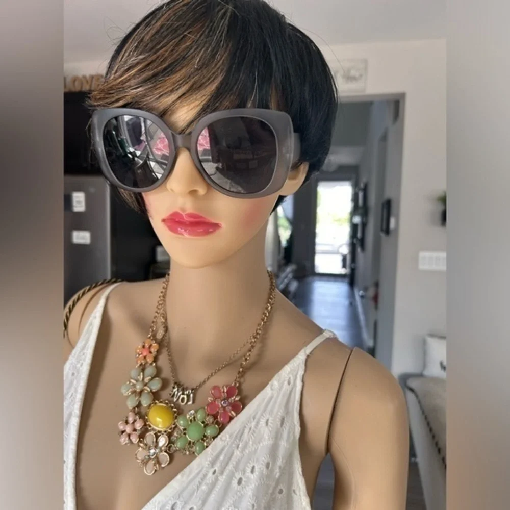 💋NWT black charcoal gunmetal statement oversized round sunglasses 😎 sunshades